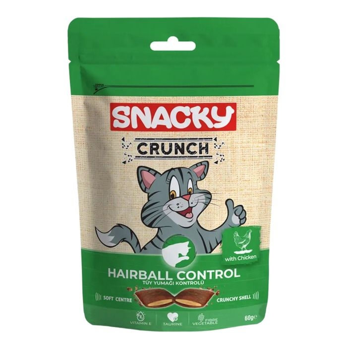 Snacky Crunch%20Hairball%20Tüy%20Yumağı%20Kontrol%20Tavuklu%20Kedi%20Ödülü%2060%20Gr