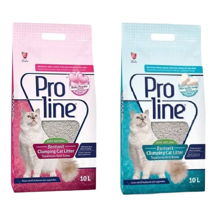 Proline%20Doğal%20Topaklanan%20Baby%20Powder%20Ve%20Marsilya%20Sabunlu%20Kedi%20Kumu%202x10%20Lt