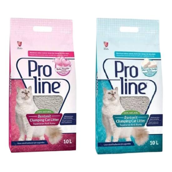 Proline Doğal Topaklanan Baby Powder Ve Marsilya Sabunlu Kedi Kumu 2x10 Lt